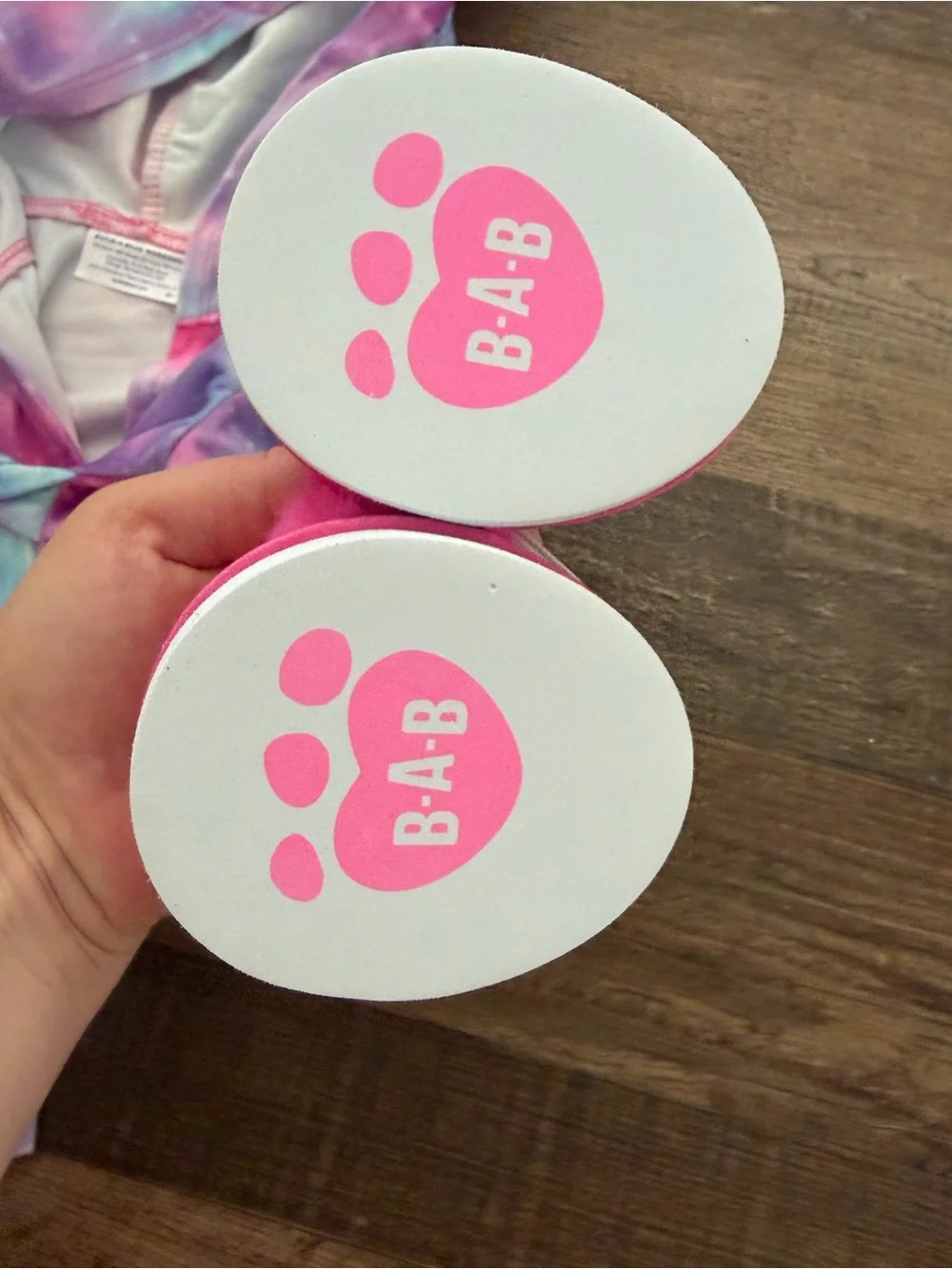 Build-A-Bear fuzzy tie dye robe and matching pink fuzzy slippers set